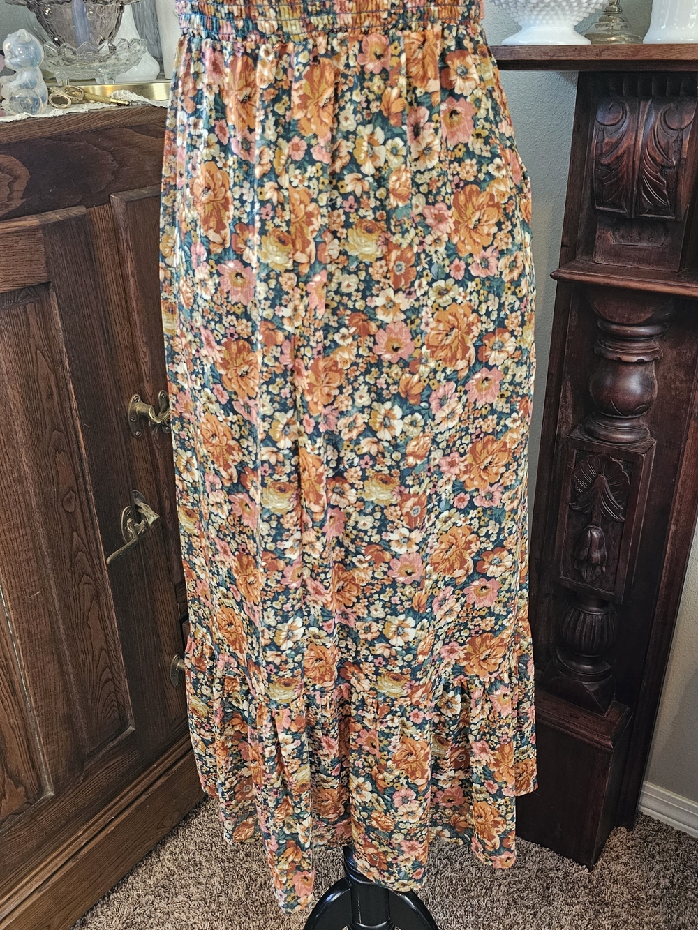 Sadie & Sage Vintage Academic Floral Halter Midi Dress Small - Picture 5 of 12
